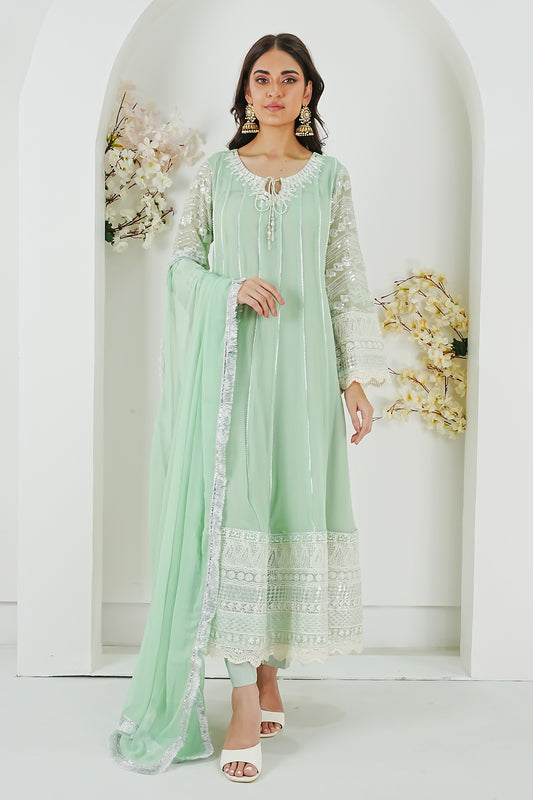 KURTI 121-CRIMSON GLOW- MINT GREEN