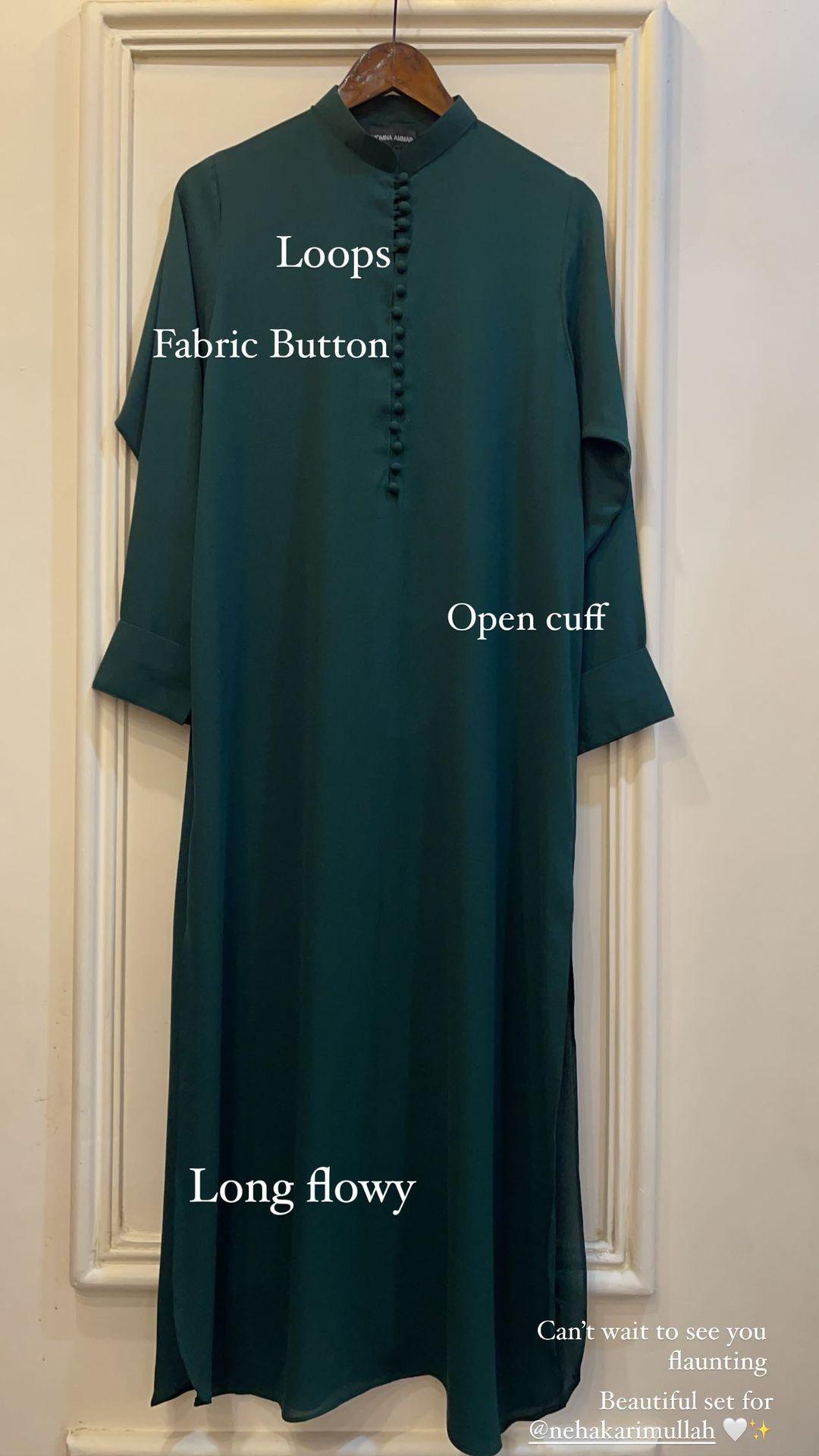 Green Long Button Set Manahils