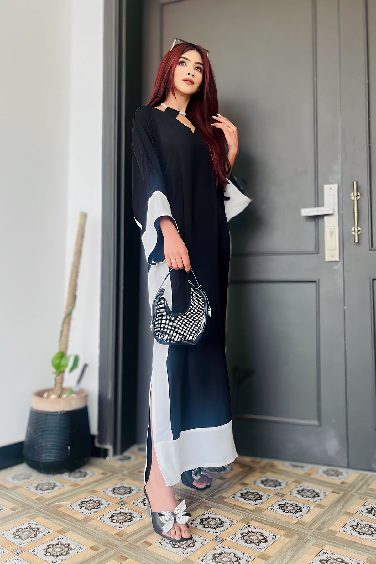 Pop of Black kaftan